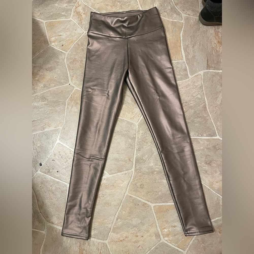 Faux leather, Coffee color, lined leggings NWOT